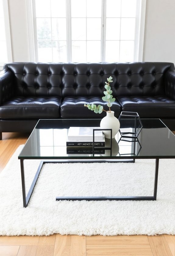 Black Sofa Living Room Ideas: Black Glass Coffee