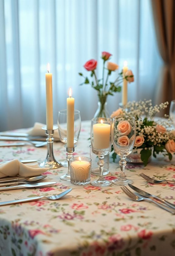 Valentine’s Day Tablescape Ideas: Floral Pattern Tablecloth