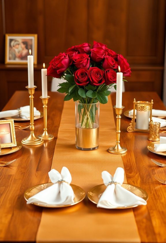 Valentine’s Day Tablescape Ideas: Golden Accent Pieces