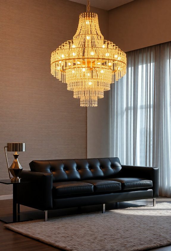 Black Sofa Living Room Ideas: Dramatic Lighting Fixtures