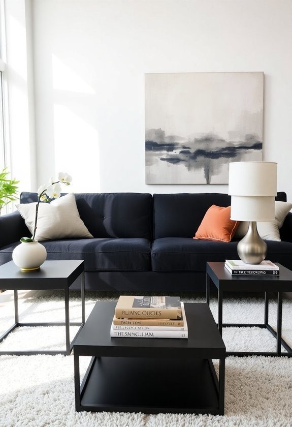 Black Sofa Living Room Ideas: Black End Tables