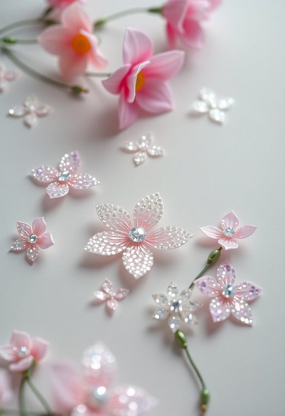 Rhinestone Painting Ideas: Delicate Florals