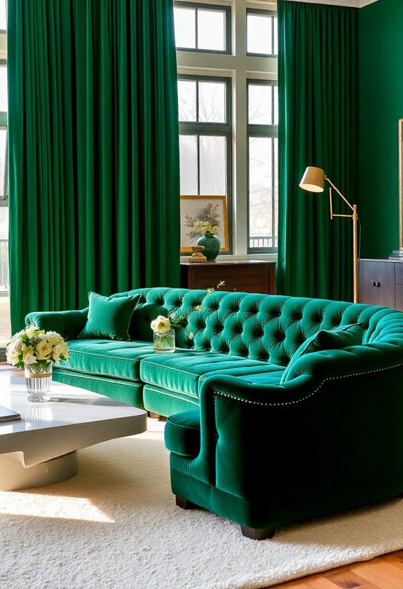 Green Sofa Ideas: Emerald Green Velvet Sofas for Luxury