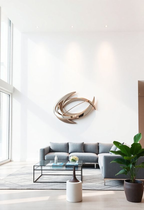 Large Empty Wall Ideas: Modern Sculpture Display