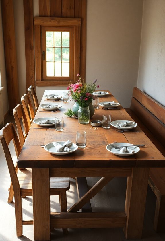 Dining Room Ideas: Rustic Wooden Table Settings