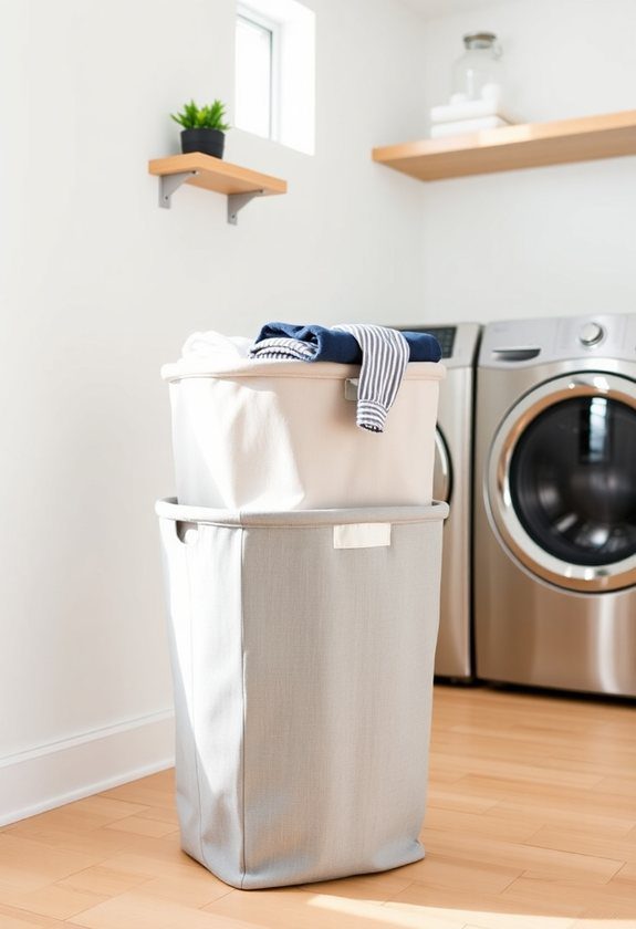 Laundry Room Ideas : Using Stackable Laundry Baskets