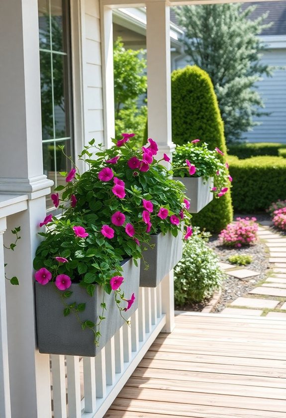 Porch Railing Ideas: Porch Railing With Planters and Greenery