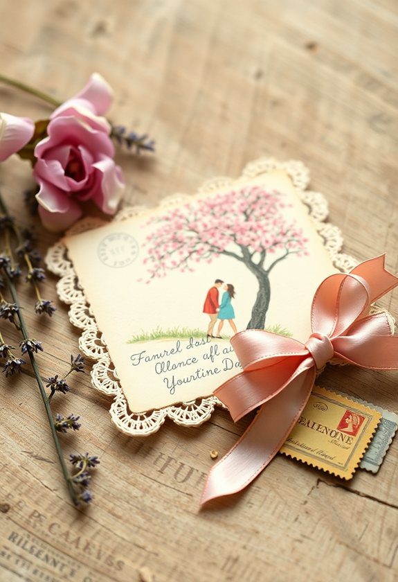  Valentine's Day Painting Ideas: Vintage Style Postcard