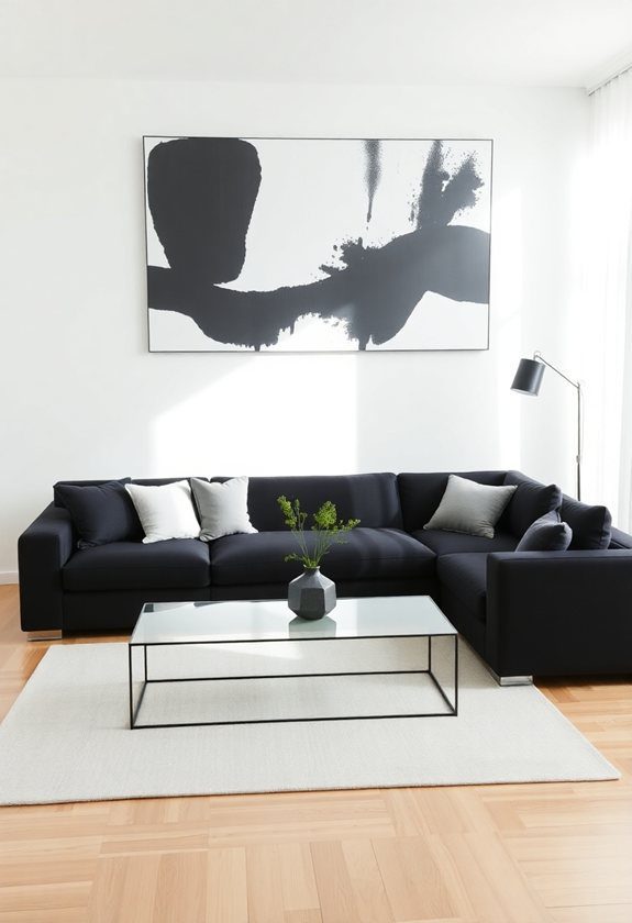 Black Sofa Living Room Ideas: Black Sectional Sofa