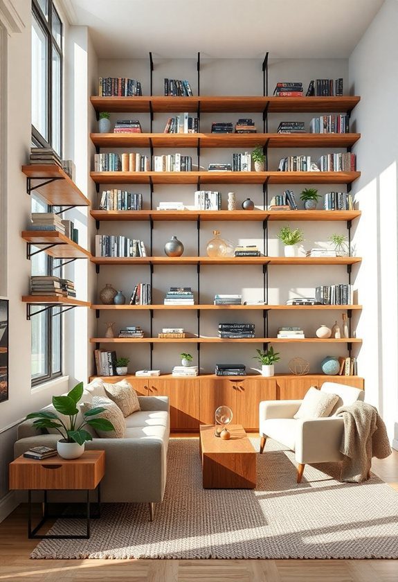 Large Empty Wall Ideas: Floor-To-Ceiling Shelves