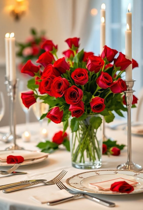 Valentine’s Day Tablescape Ideas: Classic Red Roses