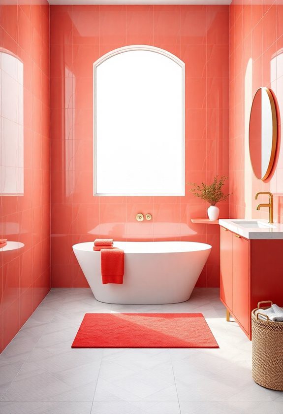 10 Stunning Bathroom Colors You Need to Try Now! 6 Bathroom Colors Ideas: Bold Coral Hues