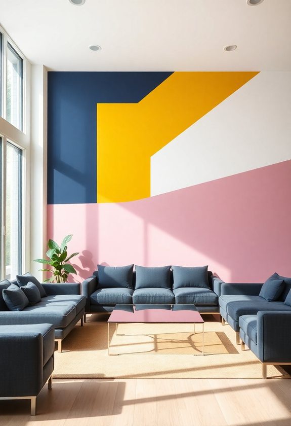 Large Empty Wall Ideas: Bold Color Blocking