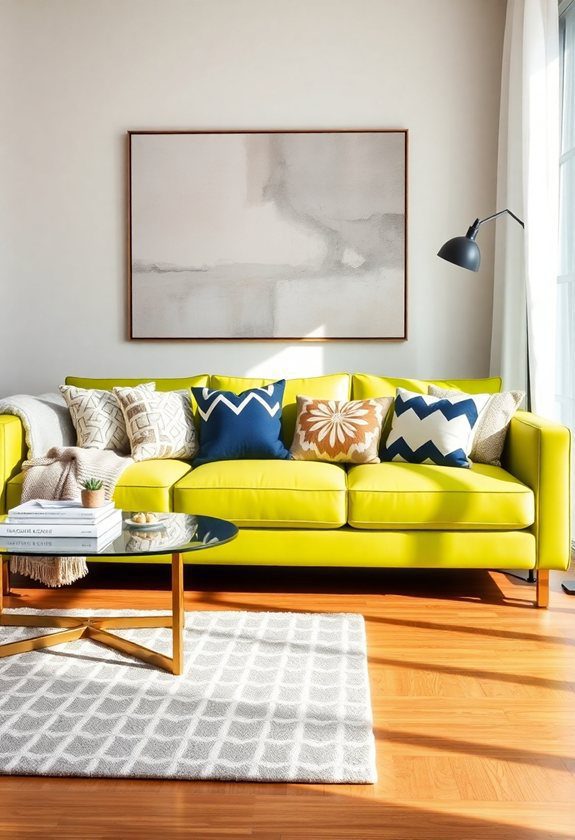 Green Sofa Ideas: Lime Green Sofas With Patterned Accents