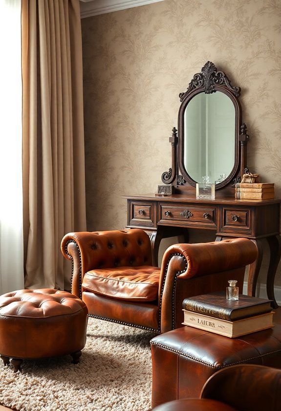 10+ Gorgeous Vintage Dressing Room Ideas for a Luxe 11 Vintage Dressing Room Ideas: Distressed Leather Furniture