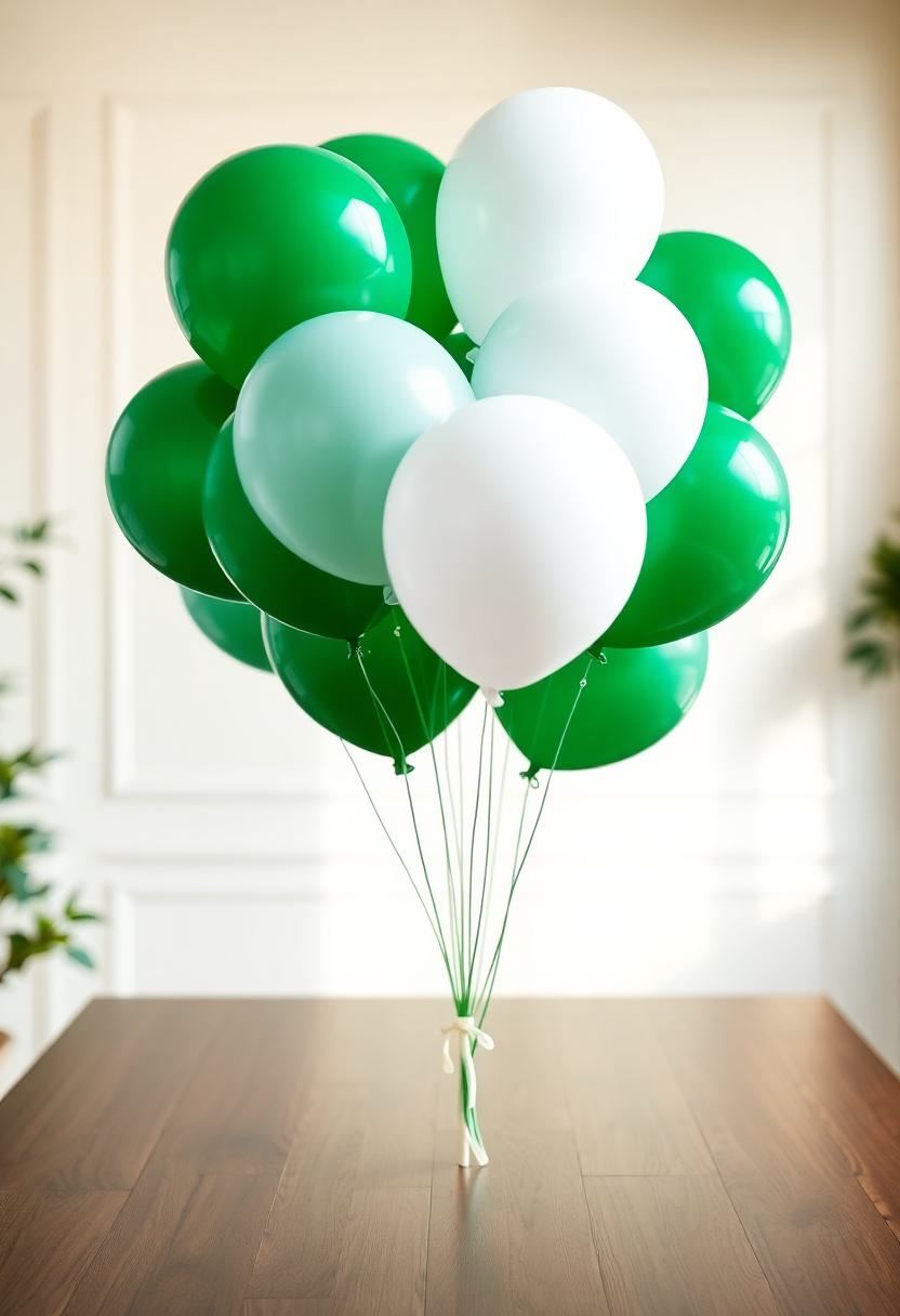 St. Patrick’s Day Decoration Ideas: Green And White Balloons