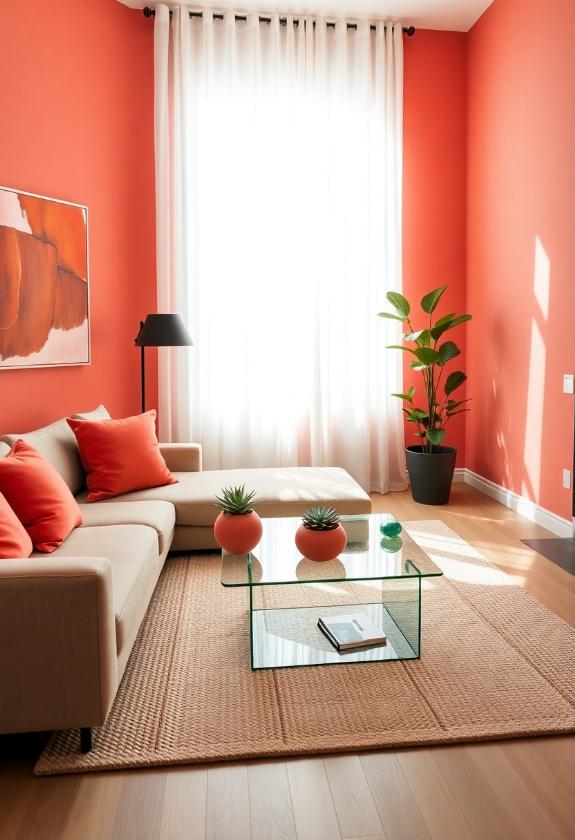 Paint Colors for Living Room Ideas: Vibrant Coral Retreat