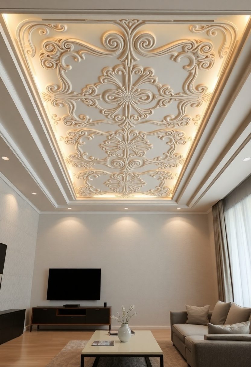 Living Room False Ceiling Ideas: Elegant Gypsum False Ceiling Concepts