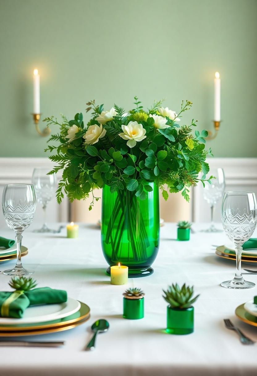 St. Patrick’s Day Decoration Ideas: Emerald Green Centerpieces