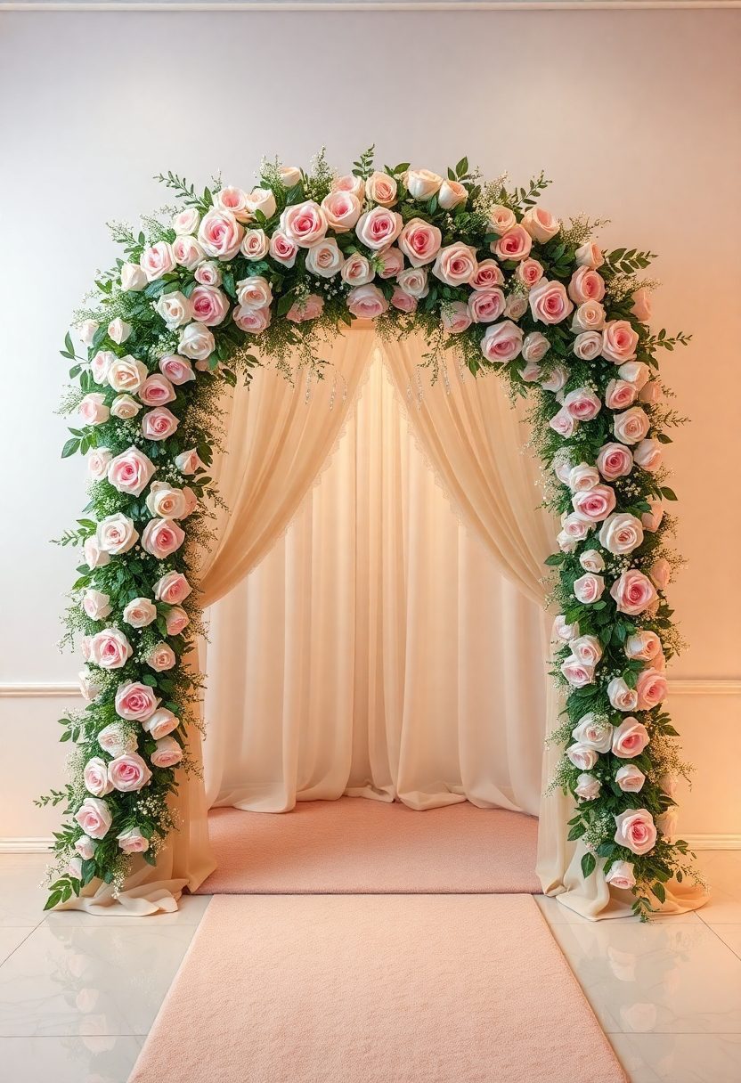 18 Gorgeous Baby Shower Decoration Ideas for a Blooming Celebration 1 Baby in Bloom Shower Decorations: Floral Archways For A Beautiful Entrance