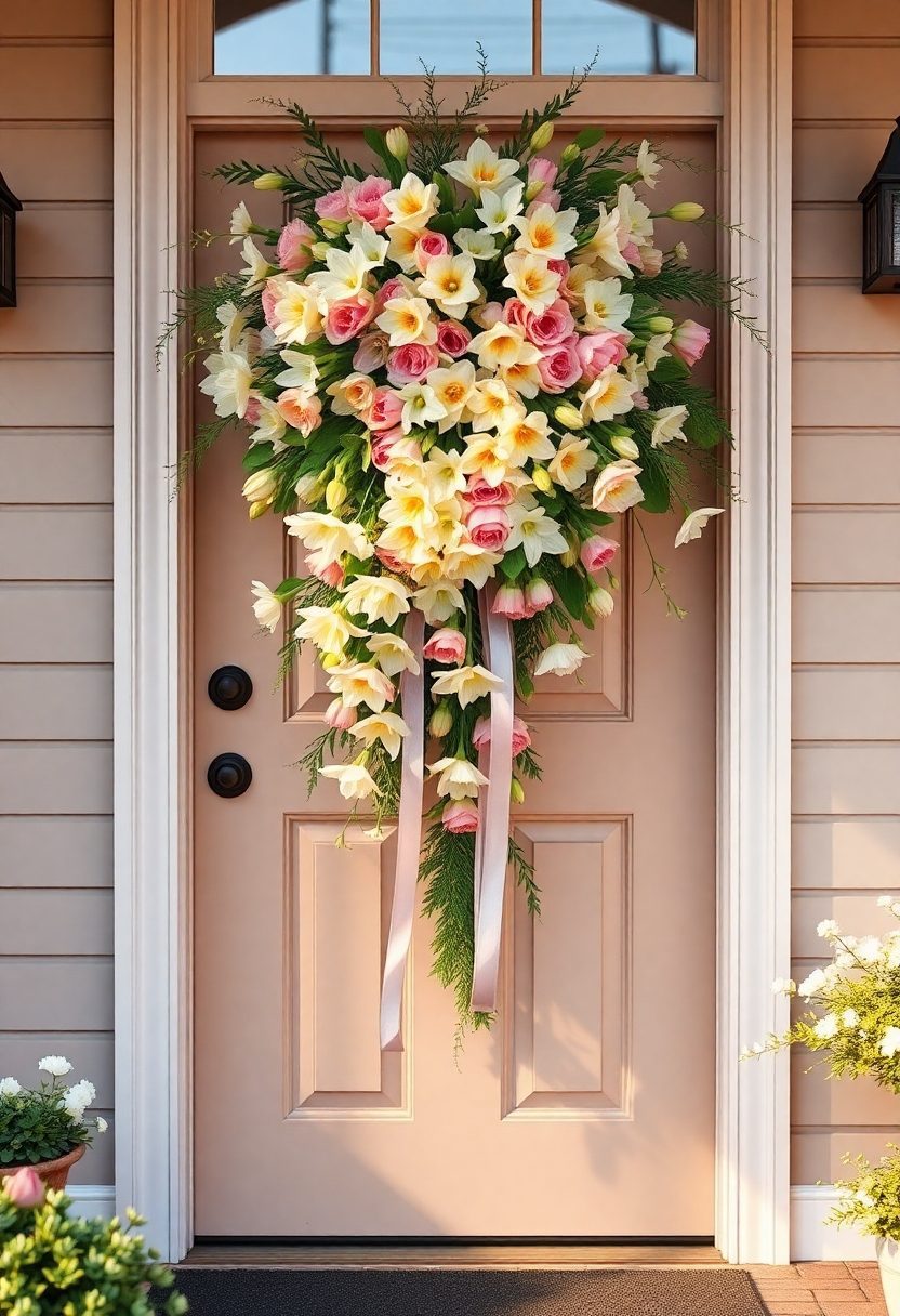 Spring Front Door Decor Ideas: Floral Swag Designs