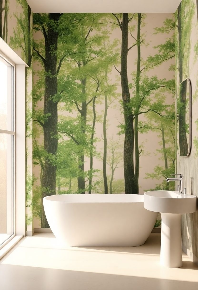 Bathroom Wallpaper Ideas: Nature Inspired Wallpaper