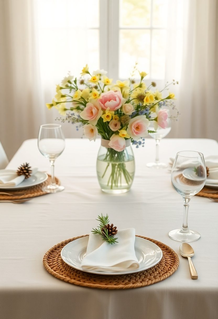 Spring Tablescapes Ideas: Nature Inspired Place Settings