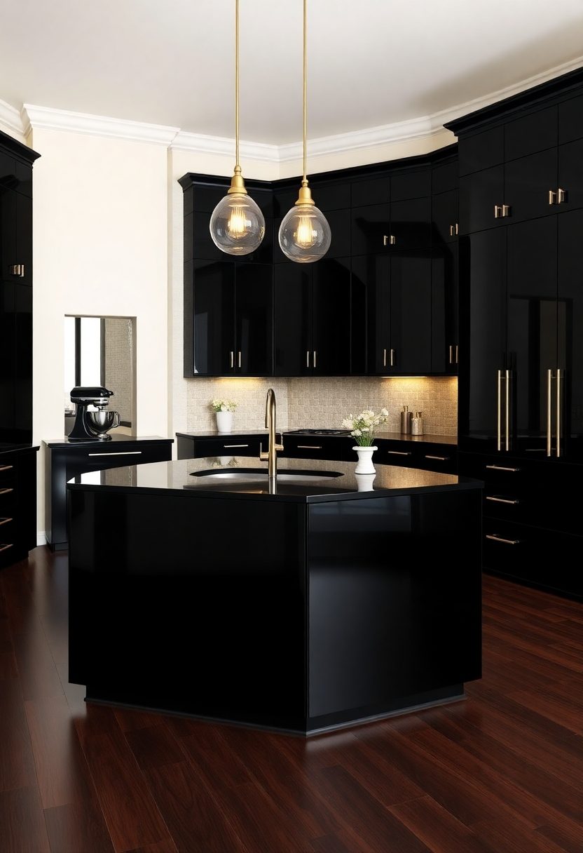 Luxury Black Kitchen Designs: High-Gloss Black Cabinet Finishes