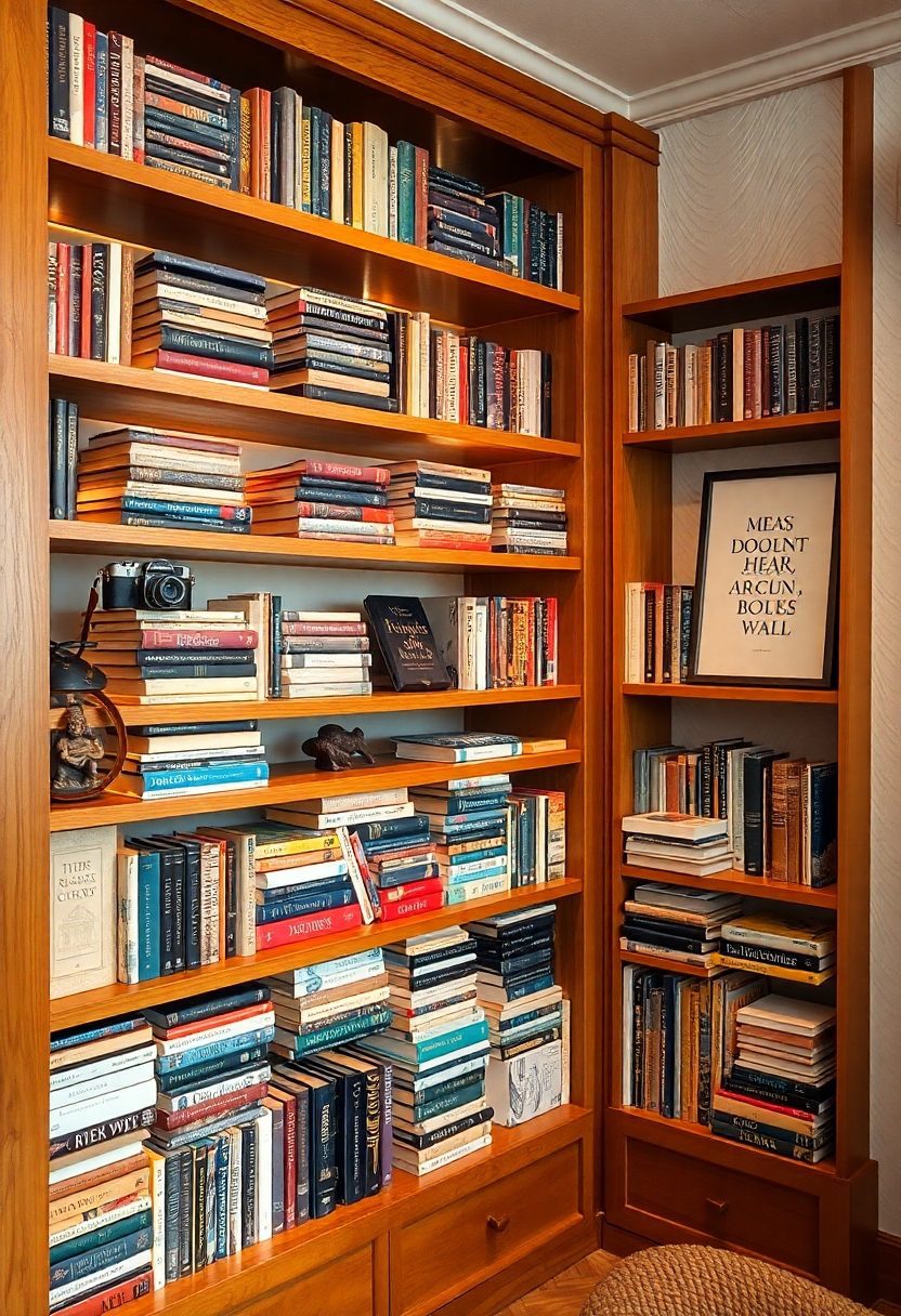 DIY Library Wall Ideas: Mixed Media Book Display