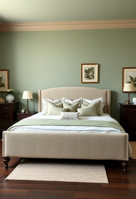 Bedroom Color Combination Ideas: Sage Green and Beige