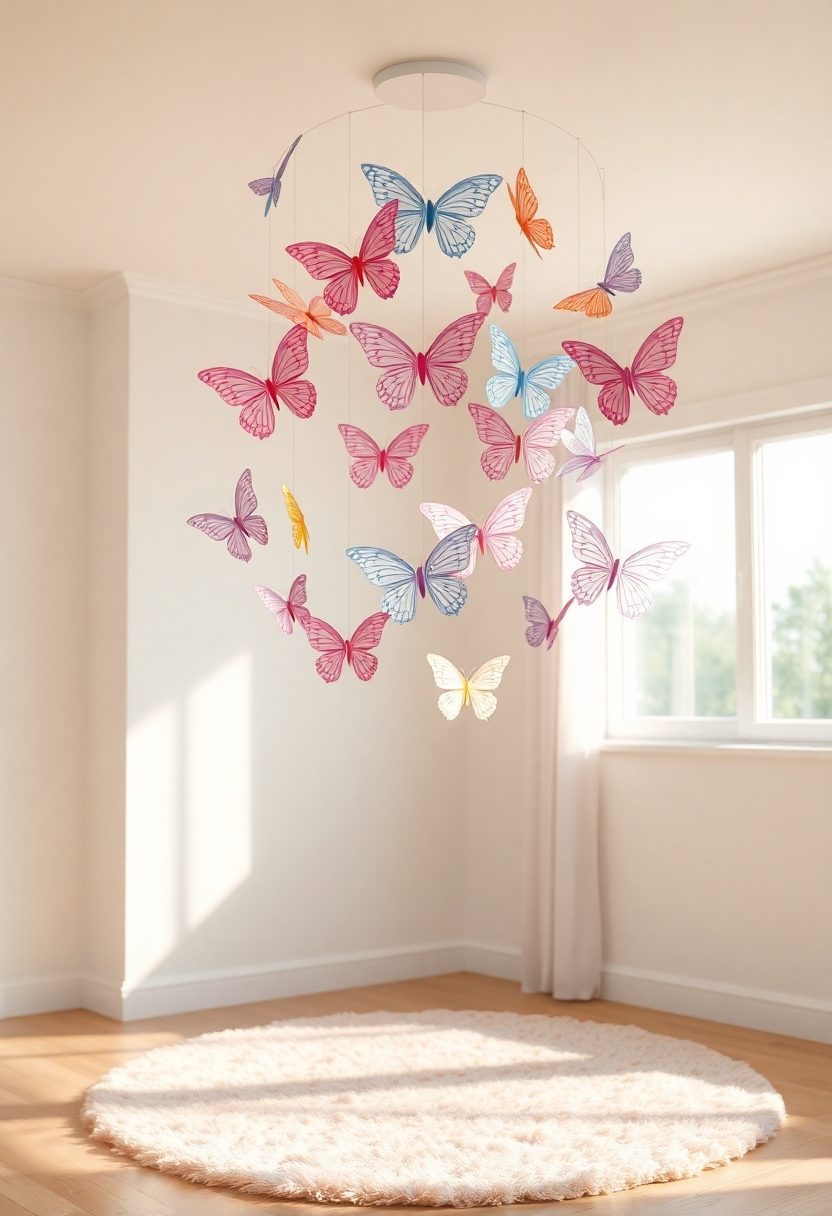 10+ Affordable DIY Girl's Room Decor Ideas - You’ll Love! 11 DIY Girls Room Decor Ideas: Beautiful Butterfly Mobile