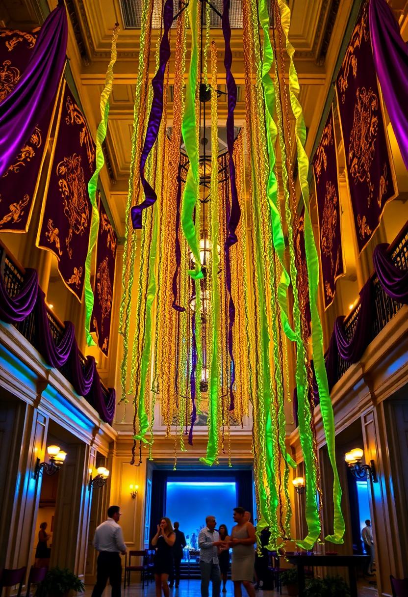 15+ Epic Mardi Gras Decoration Ideas for a Festive Bash! 2 Mardi Gras Themed Decoration Ideas: Mardi Gras Themed Banners and Streamers