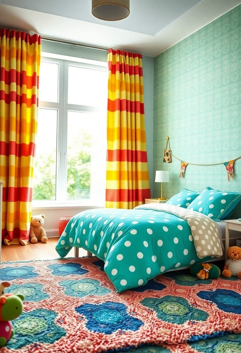 Kid's Room Decor Ideas for Crayon Day: Bold Patterned Fabrics