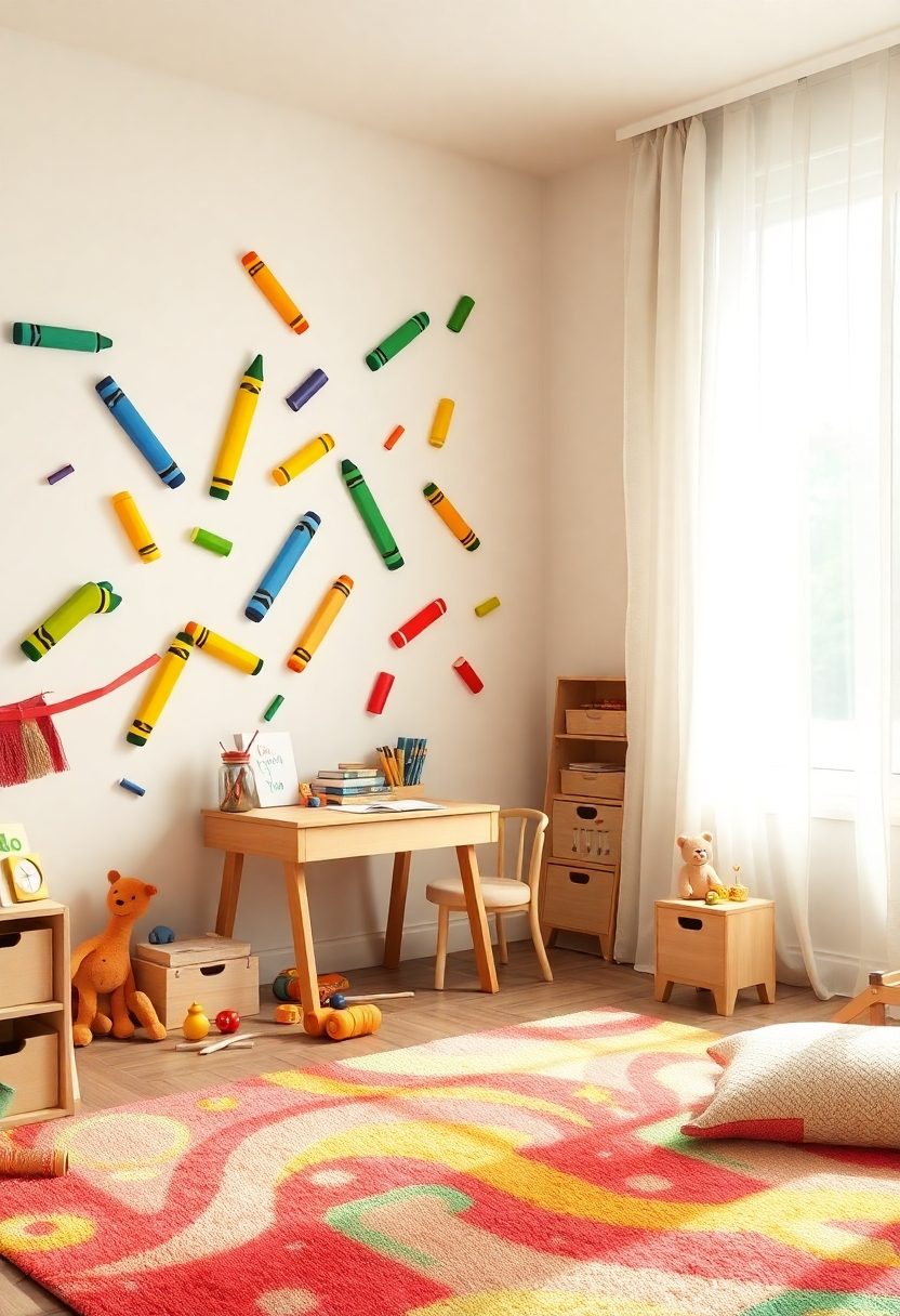 Kid's Room Decor Ideas for Crayon Day: Crayon Inspired Wall Decals