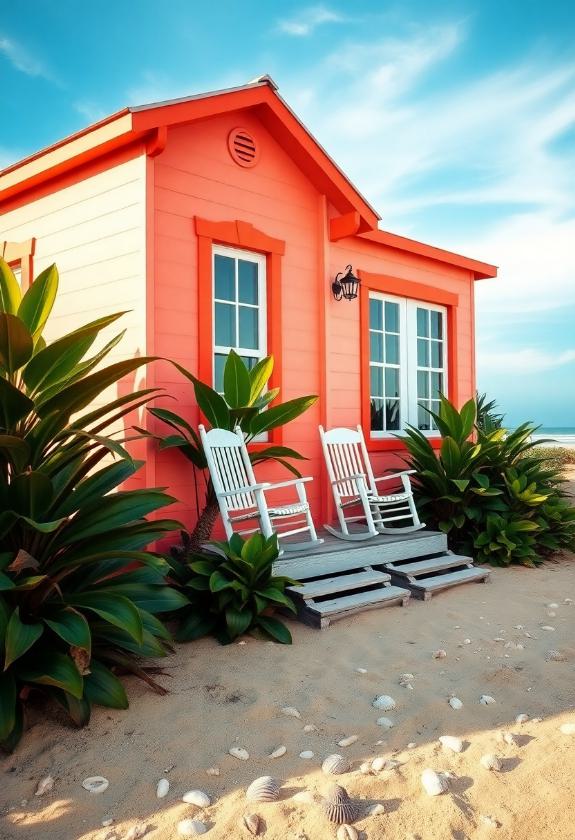 Best 10 Stand Out with Bold Outside House Paint Ideas! 1 Outside House Paint Color Ideas: Vibrant Coral Hues For A Beachy Vibe