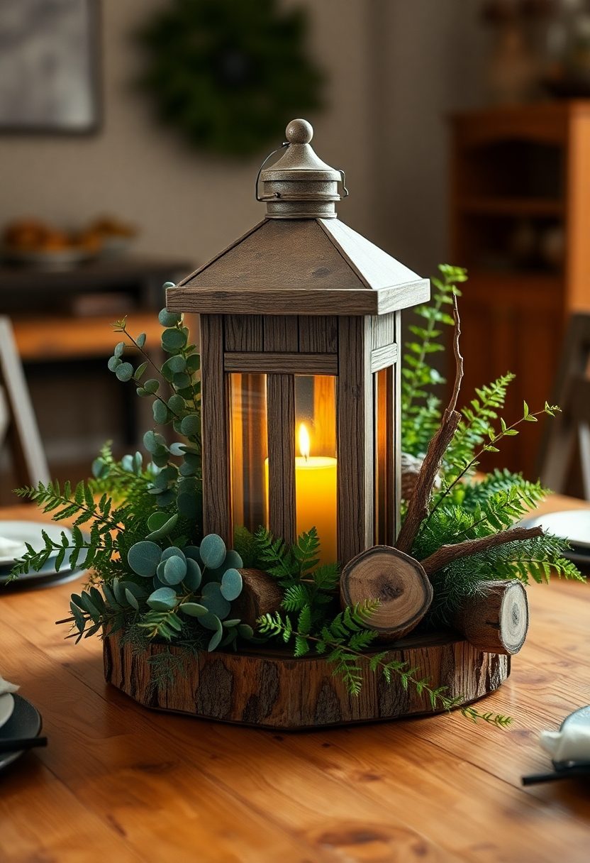 Dining Table Centerpiece Ideas: Rustic Wooden Decor