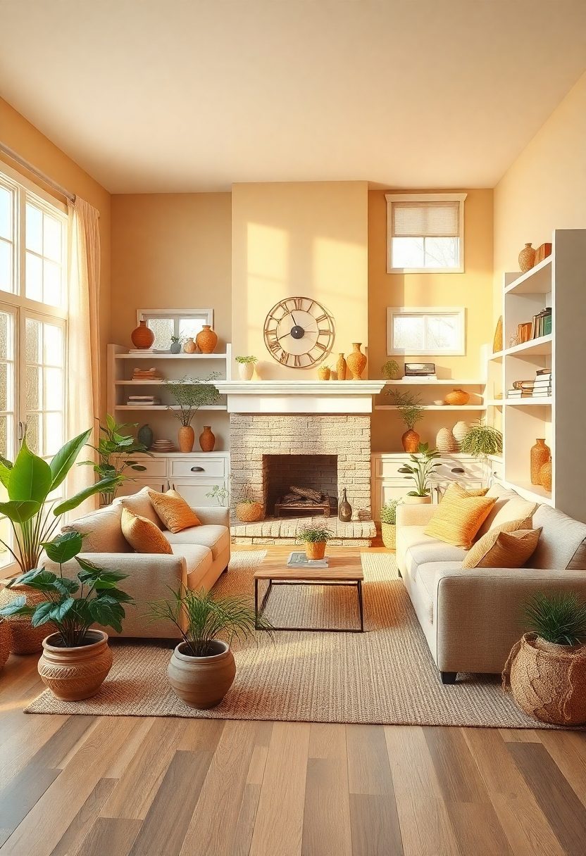 Farmhouse Living Room Paint Colors Ideas: Warm Beige For A Cozy Feel