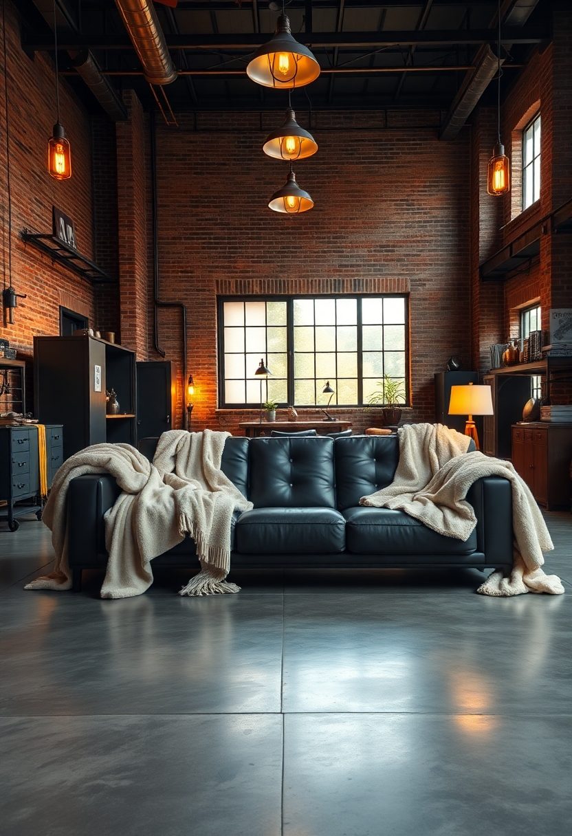 Grunge Room decor  Ideas: Softening Industrial Spaces With Plush Throw Blankets