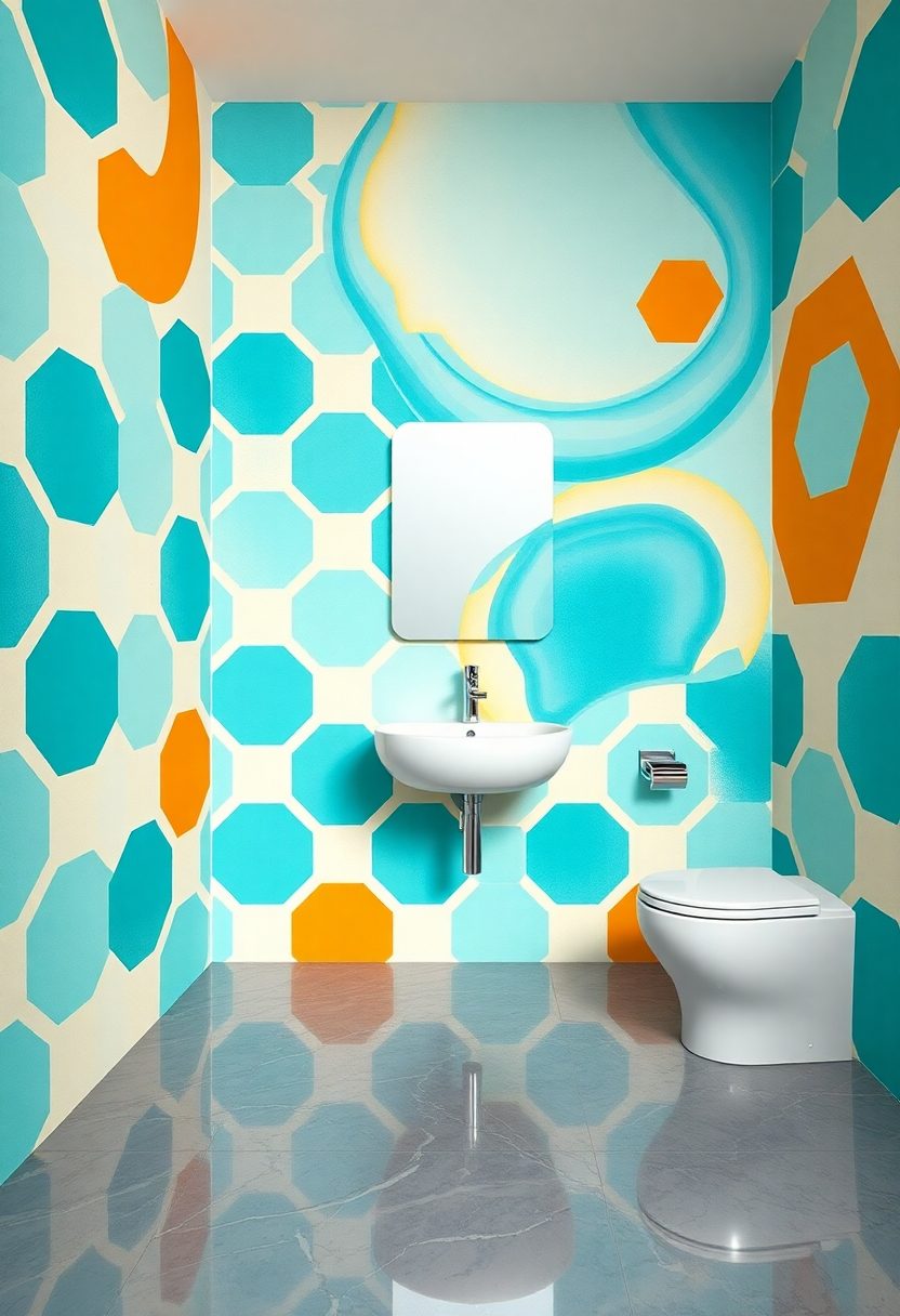 Bathroom Wallpaper Ideas: Abstract Art Designs