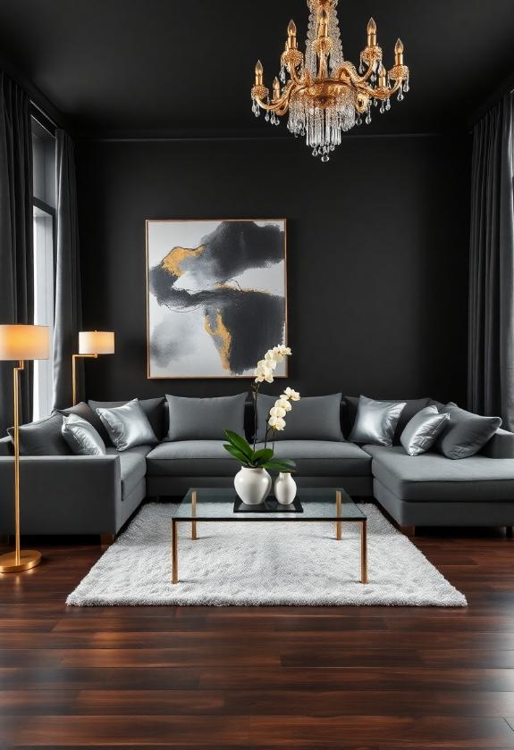 Paint Colors for Living Room Ideas: Dramatic Charcoal Sophistication