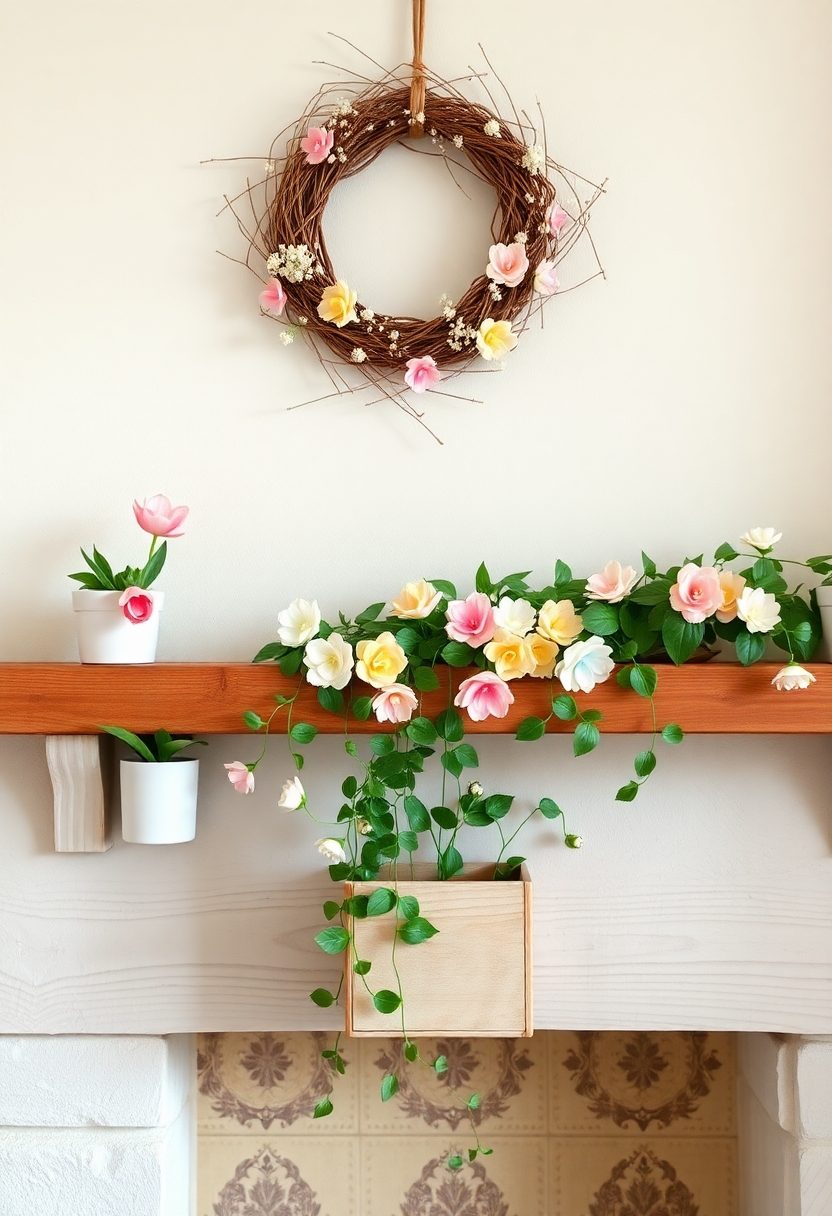 Spring Mantel Decorating Ideas: DIY Spring Mantel Decorating