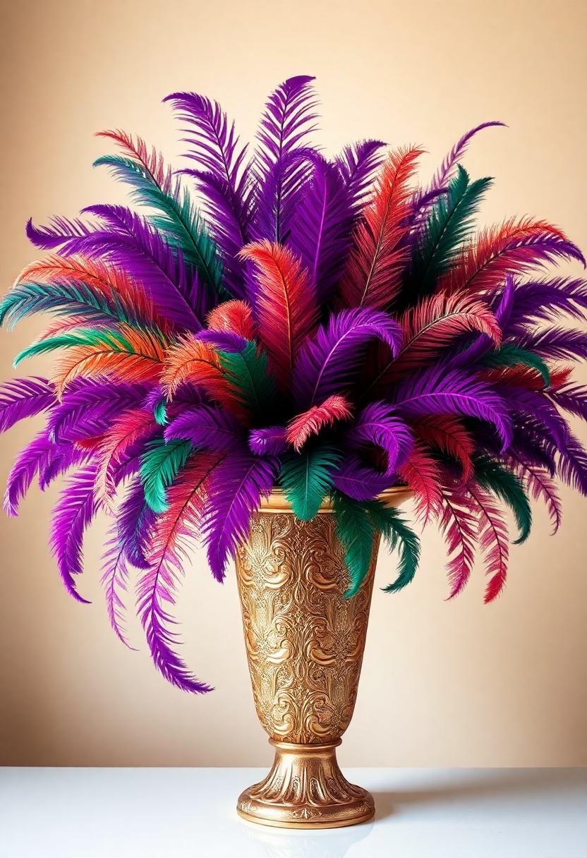 Mardi Gras Home Decor Ideas: Feathered Centerpieces