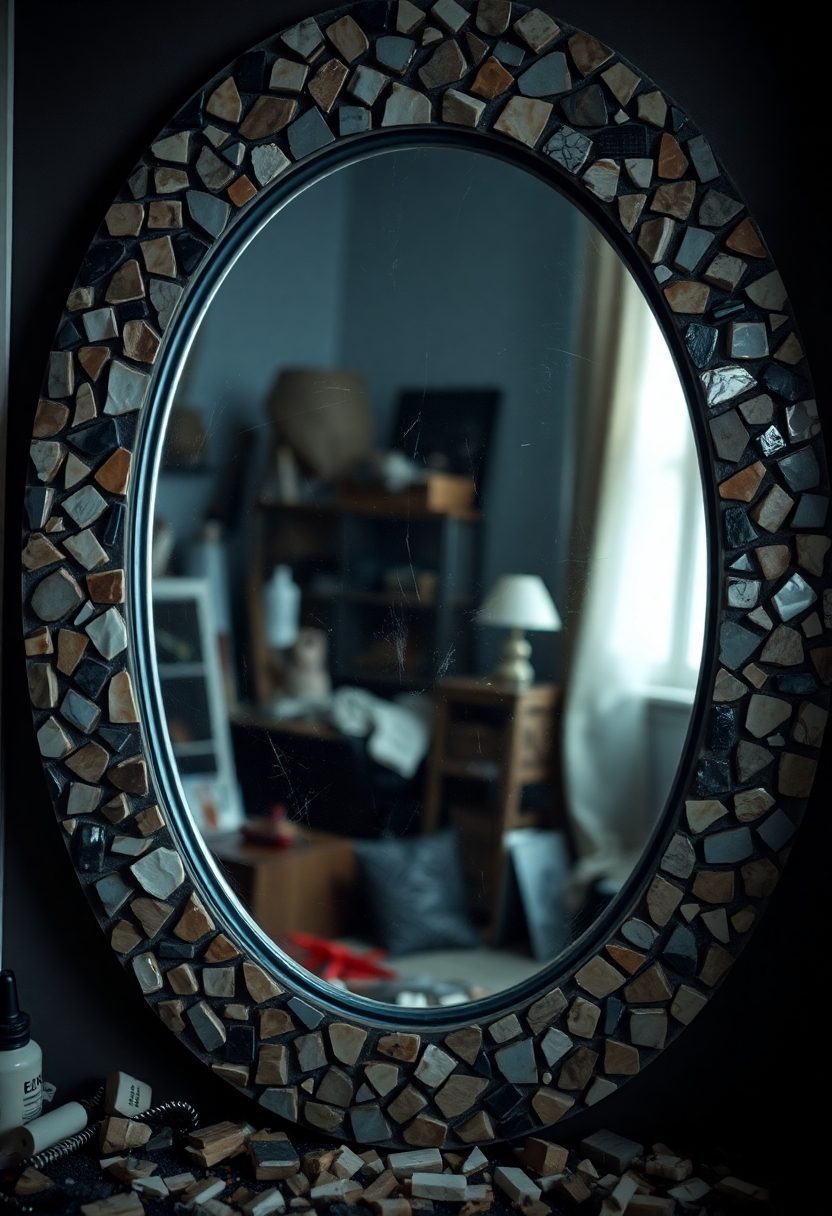 Grunge Room Decor Ideas: Mosaic Mirror Frame