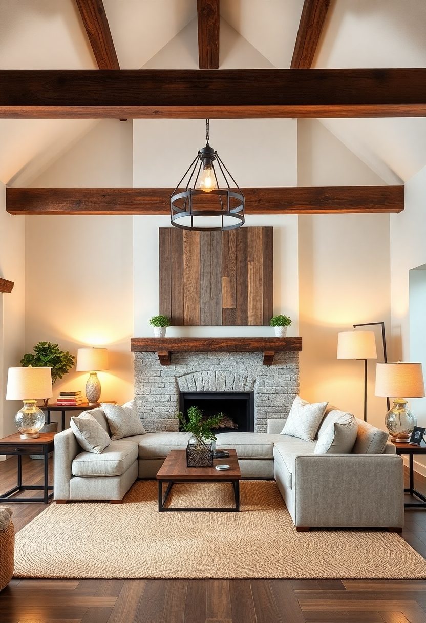 Farmhouse Living Room Ideas: Lighting Fixtures And Decor