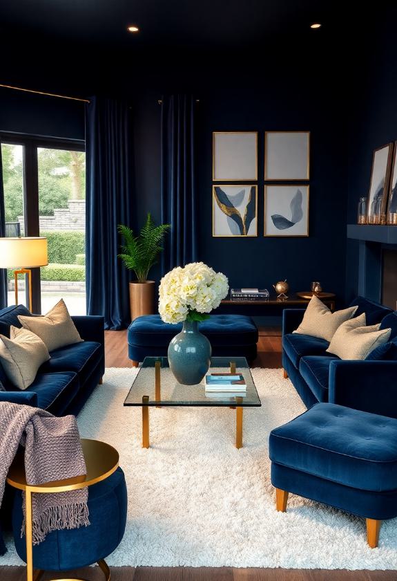 Paint Colors for Living Room Ideas: Rich Navy Blue Delight