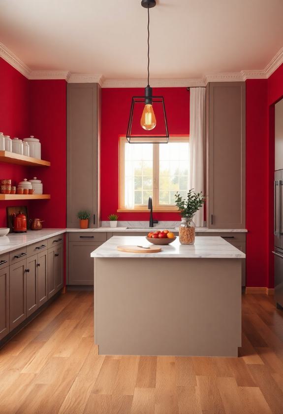 Kitchen Paint Color Ideas: Bold Cranberry Red