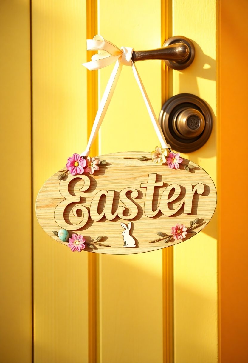 Easter Door Hanger Ideas: Wooden Easter Sign Door Hanger