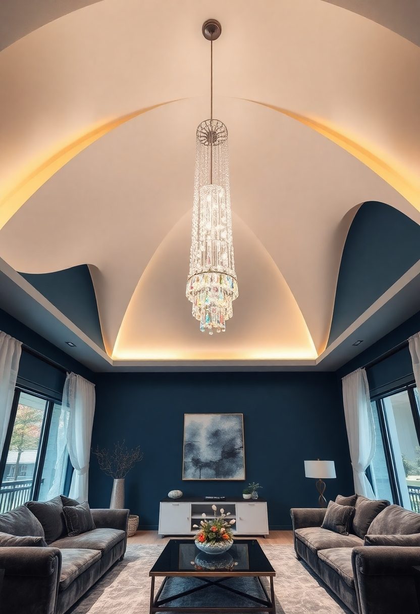 Living Room False Ceiling Ideas: Dramatic Vaulted Ceiling Designs