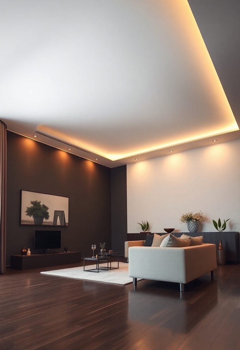 Living Room False Ceiling Ideas: Sophisticated Stretch Ceiling Designs