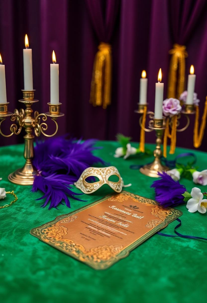 Mardi Gras Themed Decoration Ideas: Masquerade Ball Invitations and Decor